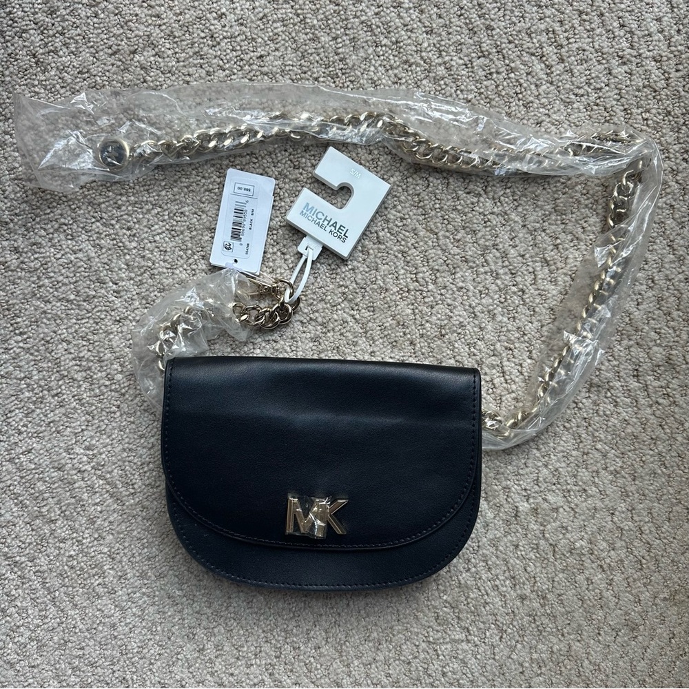 NWT Michael Kors Black Fanny Bag with Adjustable Gold Chain